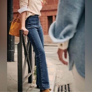 Sézane | Tommy 100% Cotton Button Front Trouser Jeans | Blue Denim | 38 (US 6)